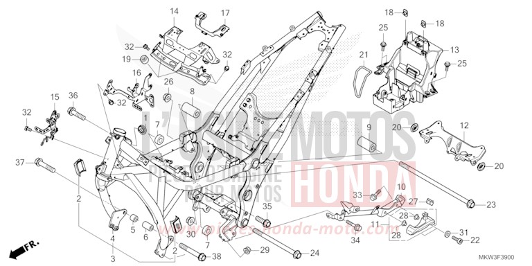 CARROSSERIE DE CHASSIS de NC750X "Méca" MAT BALLISTIC BLACK METALLIC (NHA86) de 2023